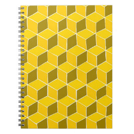 Cuaderno bloc de notas de trama de tejido de cubo amarillo