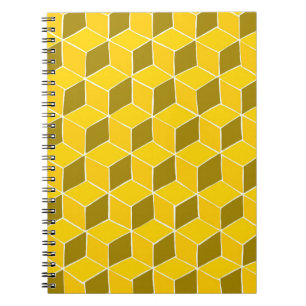 Cuaderno bloc de notas de trama de tejido de cubo amarillo