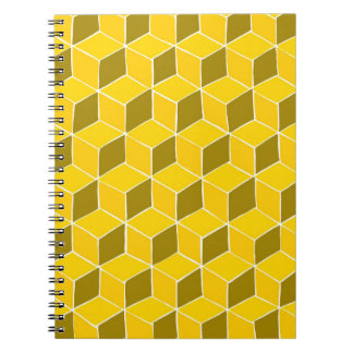 Cuaderno bloc de notas de trama de tejido de cubo amarillo