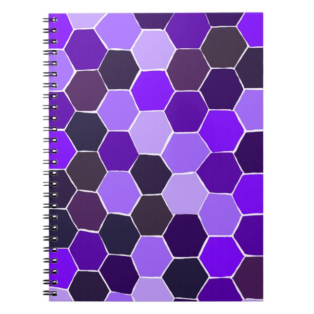 Cuaderno bloc de notas de trama de tejido hexagonal púrpura (Frente)