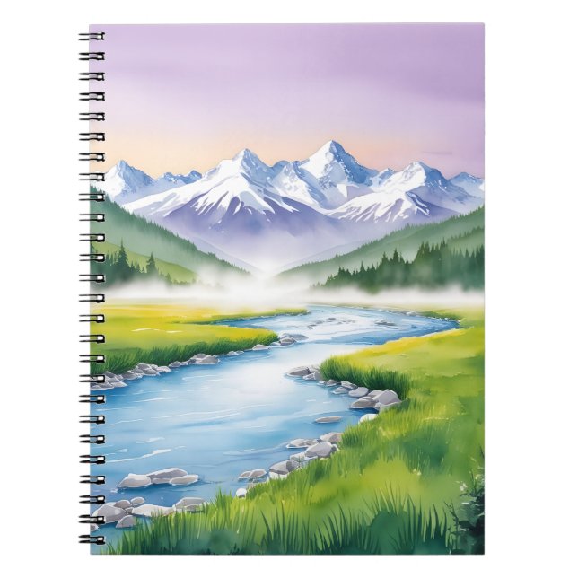 Cuaderno Bloc de notas de tranquilidad de Mountain Valley (Frente)
