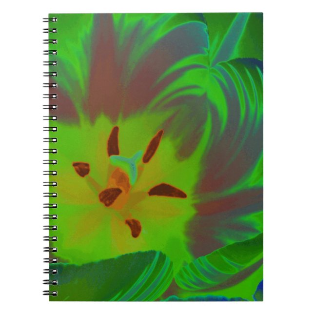 Cuaderno Bloc de notas de tulipano verde místico (Frente)