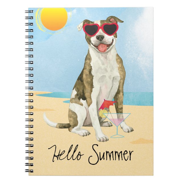 Cuaderno Bloc de notas de verano para bull terrier (Frente)