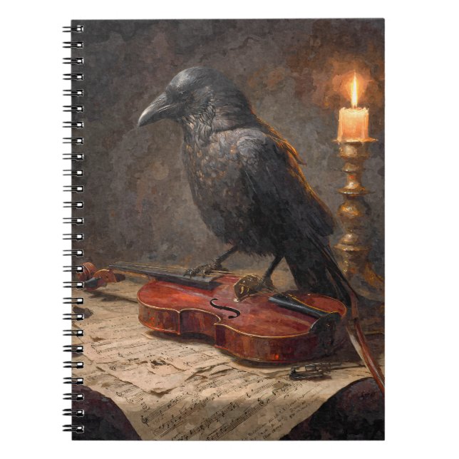 Cuaderno Bloc de notas de violín con velas Raven (Frente)