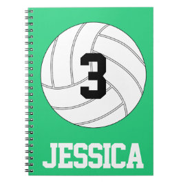 Cuaderno Bloc de notas de voleibol de color, número y nombr