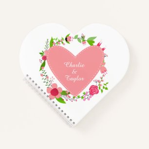 Cuaderno bloc de notas del boda de texto personalizado Hear