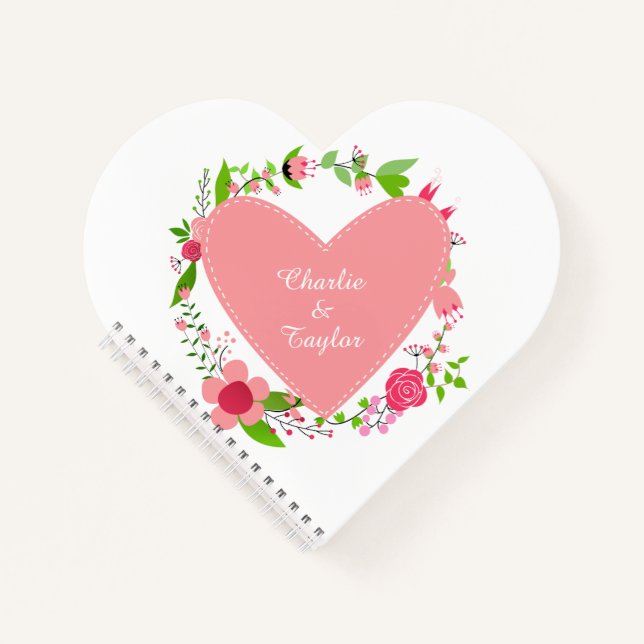 Cuaderno bloc de notas del boda de texto personalizado Hear (Anverso)