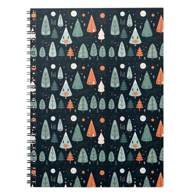Cuaderno bloc de notas del bosque de árboles de Navidad (Frente)