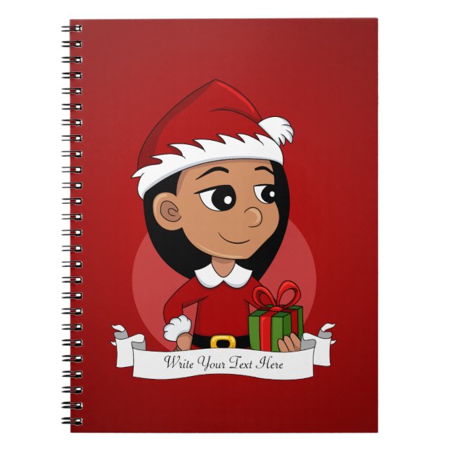 Cuaderno bloc de notas del chica de navidades personalizado (Frente)