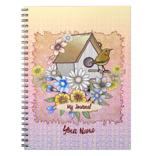 Cuaderno bloc de notas del diario Birdhouse Wren