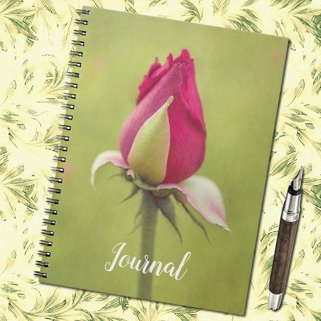 Cuaderno Bloc de notas del Diario de arte Red Rose Bud (Red Rose Bud Journal Spiral Notebook)