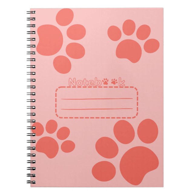 Cuaderno bloc de notas del diario rojo de las patas de gato (Frente)