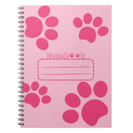Cuaderno bloc de notas del diario rosa de las pastas de gat