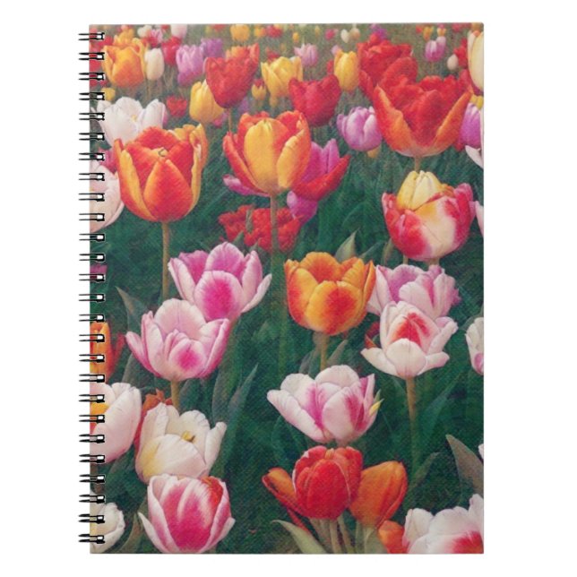 Cuaderno Bloc de notas del Diario Tulip Garden de primavera (Frente)