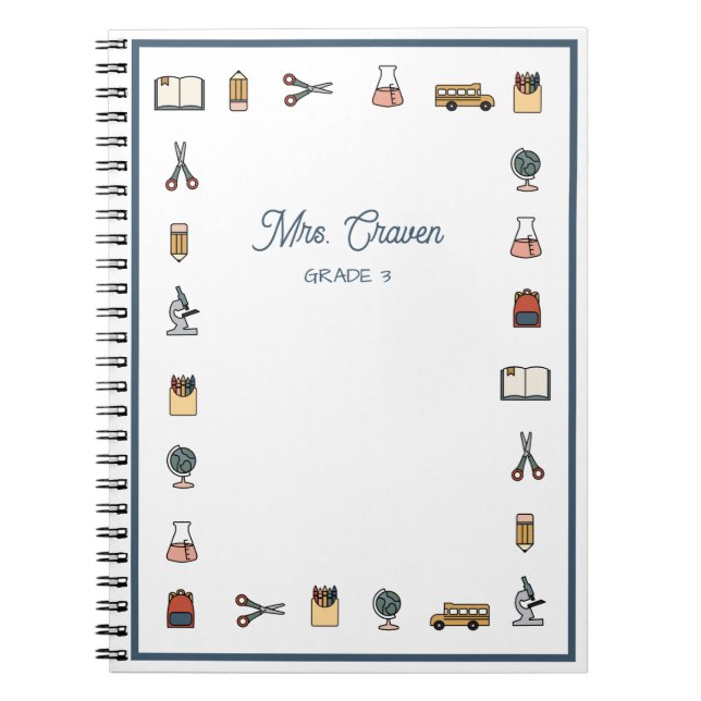 Cuaderno Bloc de notas del libro de globos para profesores  (Frente)