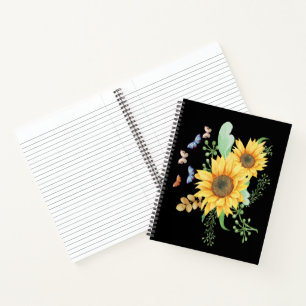 Cuaderno bloc de notas del muelle de girasol