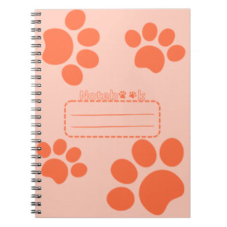 Cuaderno bloc de notas del naranja de pastas de gato
