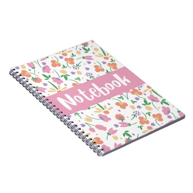 Cuaderno bloc de notas del patrón de flores (Lado Derecho)