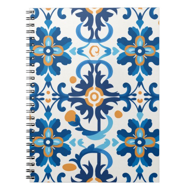 Cuaderno Bloc de notas detallado azul y marrón (Frente)