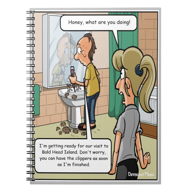 Cuaderno Bloc de notas divertido de la isla de Cabeza Calva (Frente)