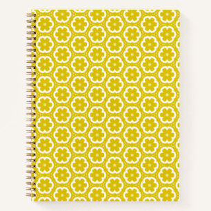 Cuaderno Bloc de notas dorado en espiral floral