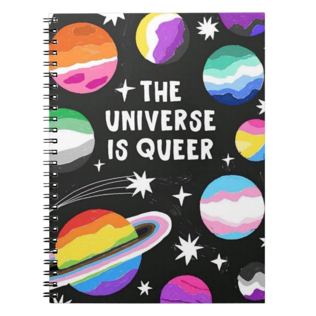 Cuaderno Bloc de notas " EL UNIVERSO ES QUEER " (Frente)