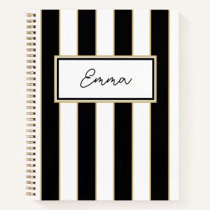 Cuaderno Bloc de notas Emma Stripe en blanco y negro