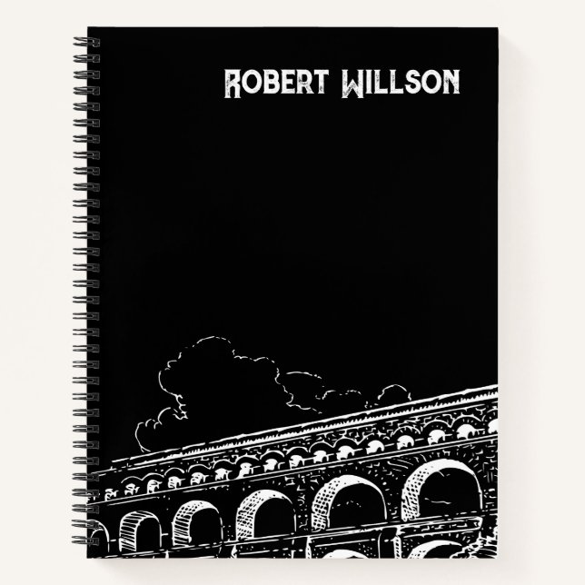 Cuaderno Bloc de notas en blanco y negro moderno (Anverso)