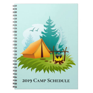 Cuaderno Bloc de notas en el campamento de camping