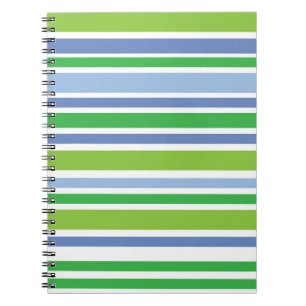 Cuaderno Bloc de notas en espiral azul claro y franja verde