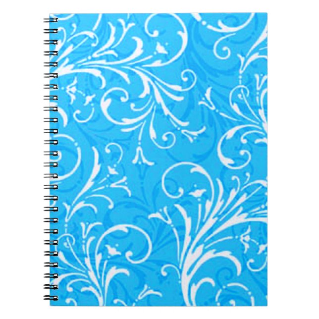 Cuaderno Bloc de notas en espiral azul ornamental (Frente)