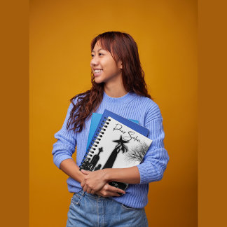 Cuaderno Bloc de notas en espiral blanca y negra de bruja d