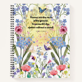 Cuaderno Bloc de notas en espiral con flores