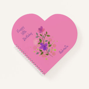 Cuaderno Bloc de notas en espiral con forma de corazón rosa