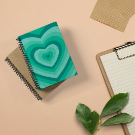 Cuaderno Bloc de notas en espiral con forma de corazón verd