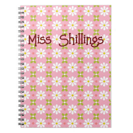 Cuaderno bloc de notas en espiral con patrones daisy person
