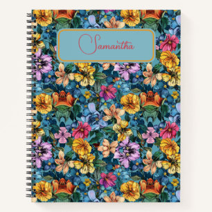 Cuaderno Bloc de notas en espiral de abundancia floral