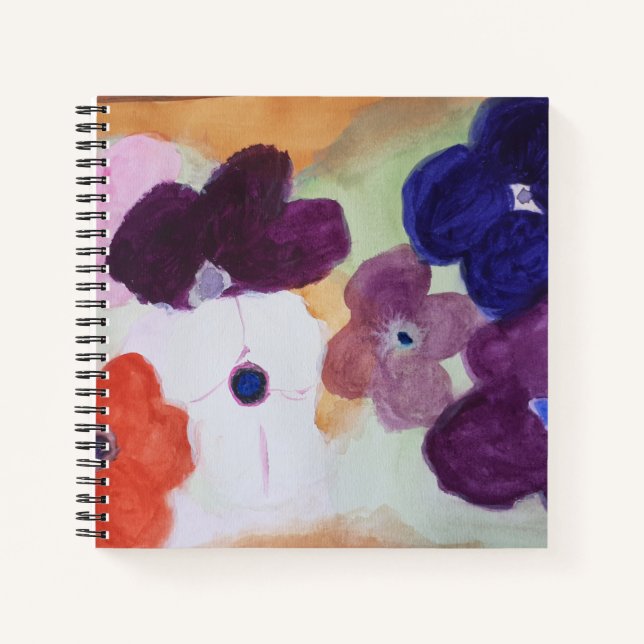 Cuaderno Bloc de notas en espiral de anémonas de primavera (Anverso)