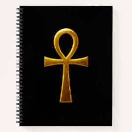 Cuaderno Bloc de notas en espiral de Ankh dorado