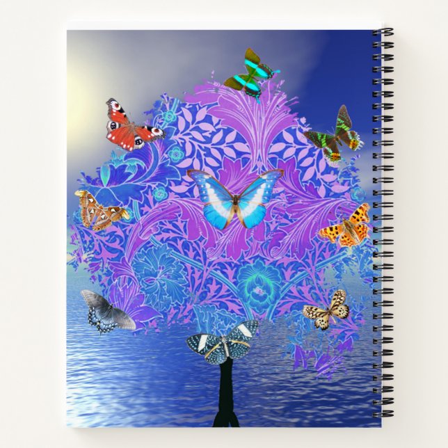 Cuaderno Bloc de notas en espiral de árbol de mariposa (Reverso)