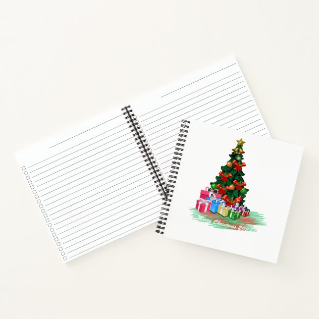 Cuaderno Bloc de notas en espiral de árbol de Navidad (Interior)