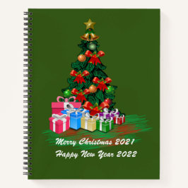Cuaderno Bloc de notas en espiral de árbol de Navidad