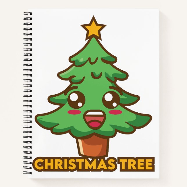 Cuaderno Bloc de notas en espiral de árbol de Navidad (Anverso)