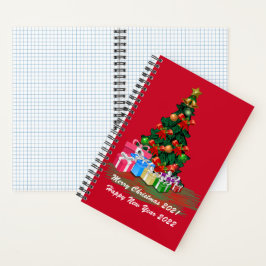 Cuaderno Bloc de notas en espiral de árbol de Navidad