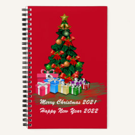 Cuaderno Bloc de notas en espiral de árbol de Navidad