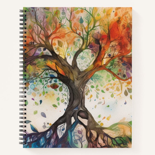 Cuaderno Bloc de notas en espiral de árbol de vida (Anverso)