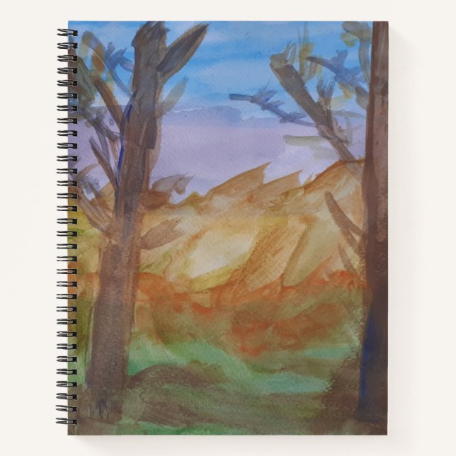 Cuaderno Bloc de notas en espiral de árboles de sol (Anverso)
