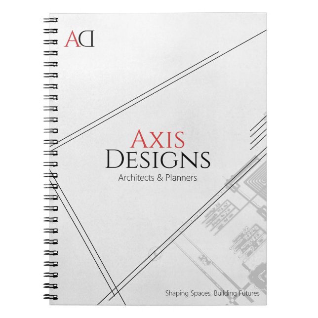 Cuaderno bloc de notas en espiral de arquitecto | Diseño de (Frente)