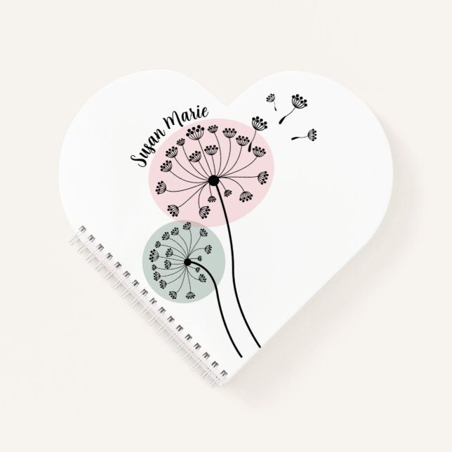 Cuaderno Bloc de notas en espiral de arte Dandelion (Anverso)