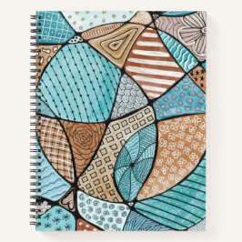 Cuaderno Bloc de notas en espiral de arte de Doodle verde a
